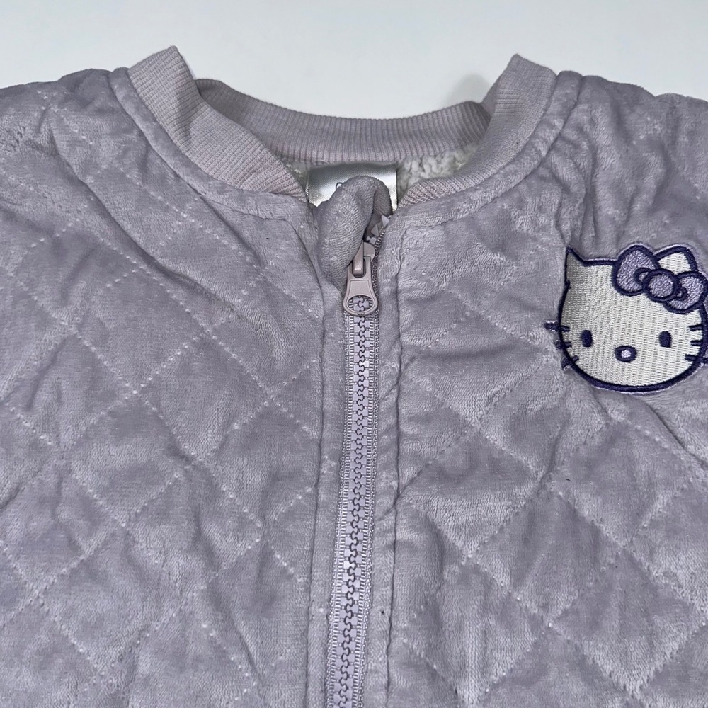 Hello Kitty Jacket Kids 5 Quilted Sherpa Lined Velvet Lavender Purple Sanrio